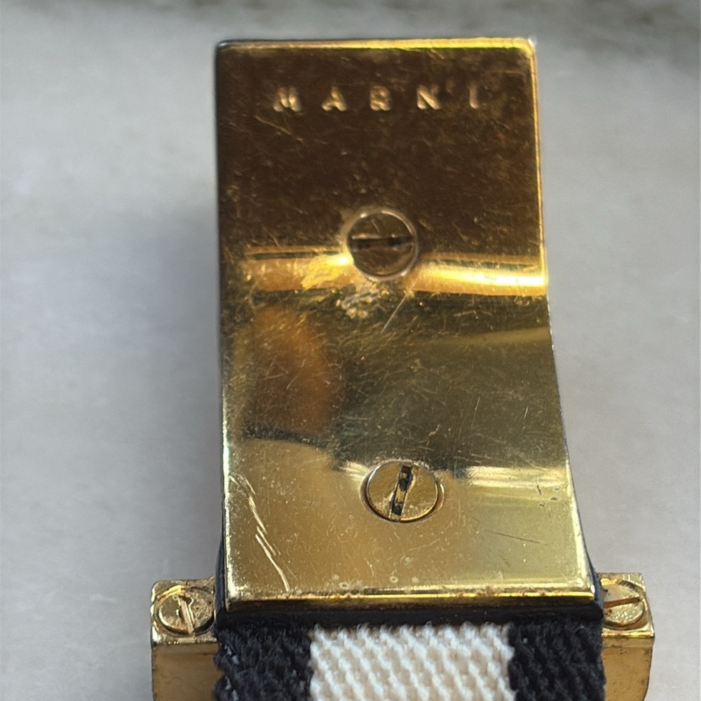 Marni bracelet, fabric with leather and metal hardware/closure, small. - Picture 6 of 16